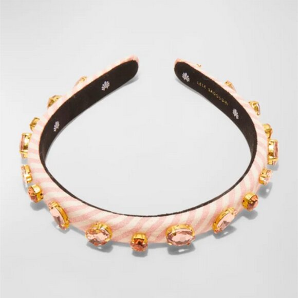 Lele Sadoughi Gigi Embellished Seersucker Headband Ballet Pink NWT - Picture 1 of 4